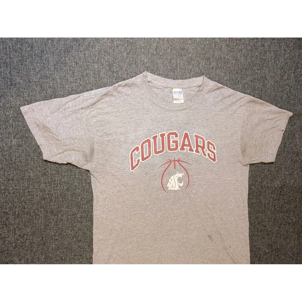 Vintage Washington State‎ University Cougars T Shirt 90's  Large Cotton Gray Tee